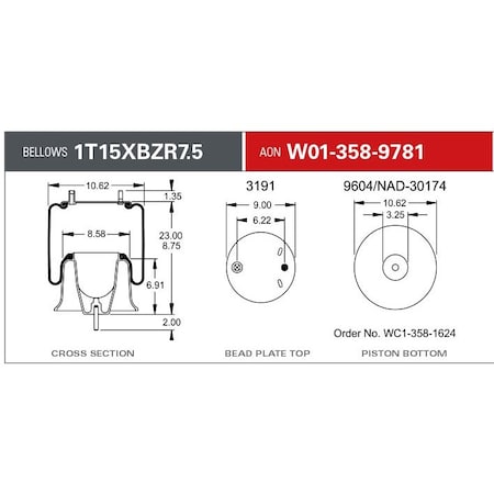 Firestone Air Spring, Suspension, 1T-Reversible Sleeve W013589781